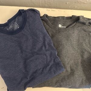 Men’s Cotton Crew Neck T-Shirts Set - Gray & Blue, Size Medium